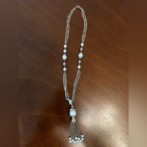Vintage Gold Tone Beaded Tassel Necklace - Women’s Jewelry